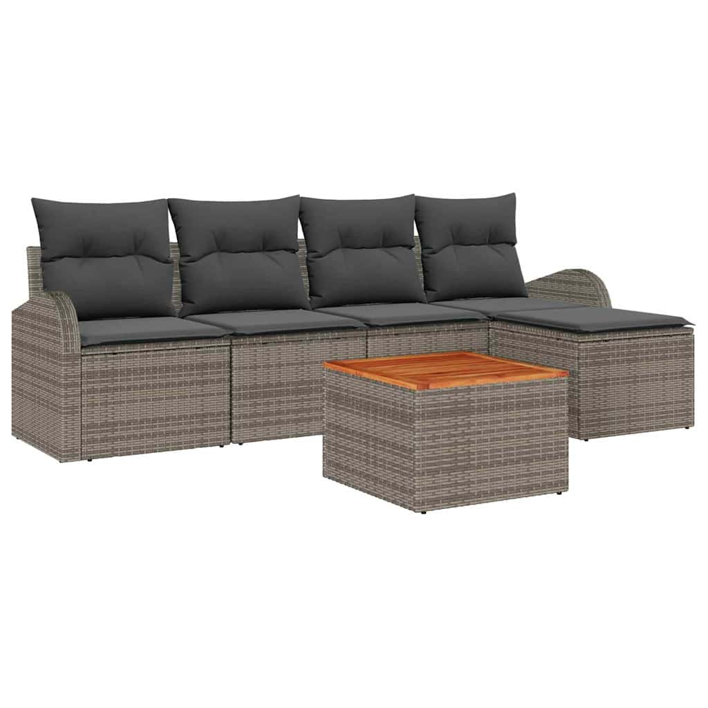 Set Divano da Giardino con cuscino 6 pcs Grigio polyrattan | homemem39