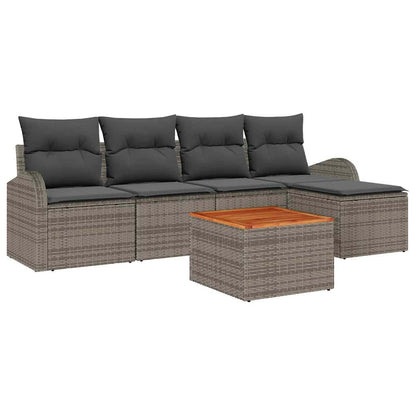 Set Divano da Giardino con cuscino 6 pcs Grigio polyrattan | homemem39