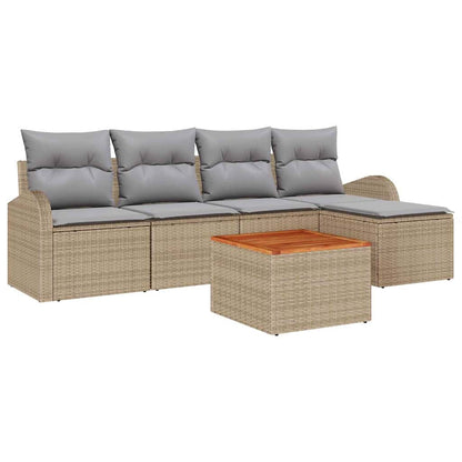 Set Divano da Giardino con cuscino 6 pcs Beige polyrattan | homemem39