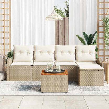 Set Divano da Giardino con cuscino 6 pcs Beige polyrattan