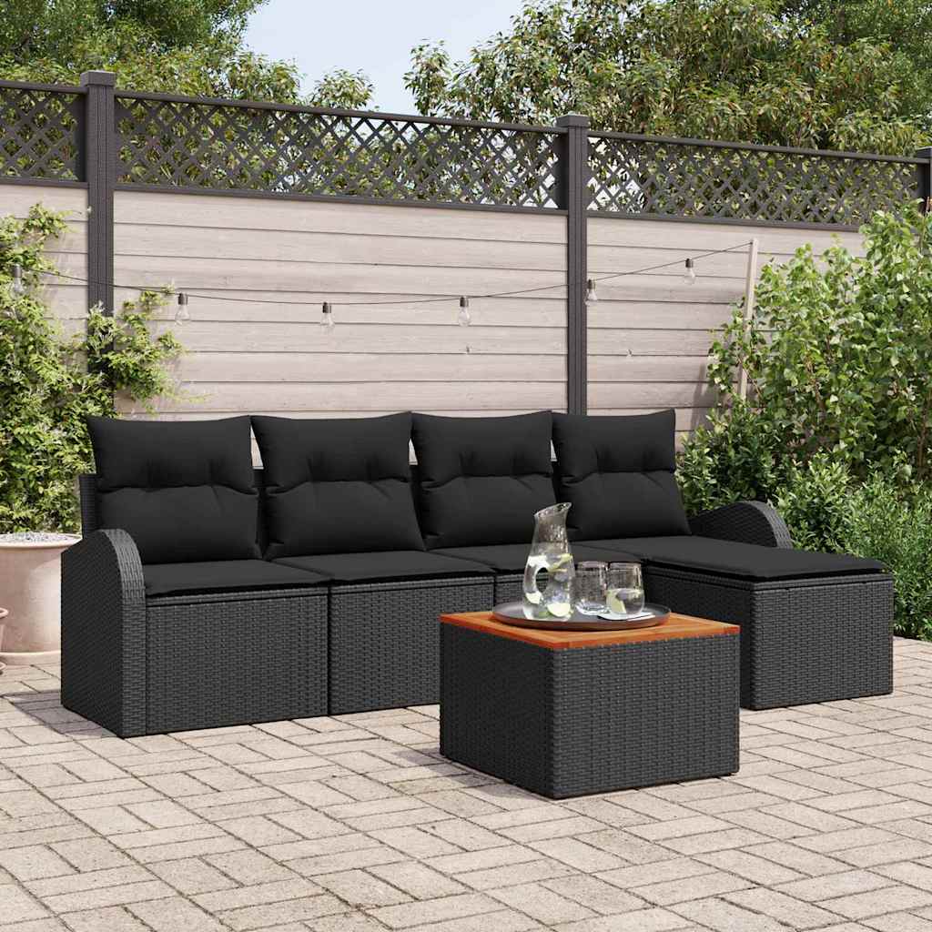 Set Divano da Giardino 6 pz Nero polyrattan | homemem39