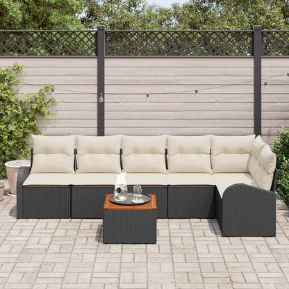 Set Divano da Giardino con cuscino 7 pcs Nero polyrattan | homemem39