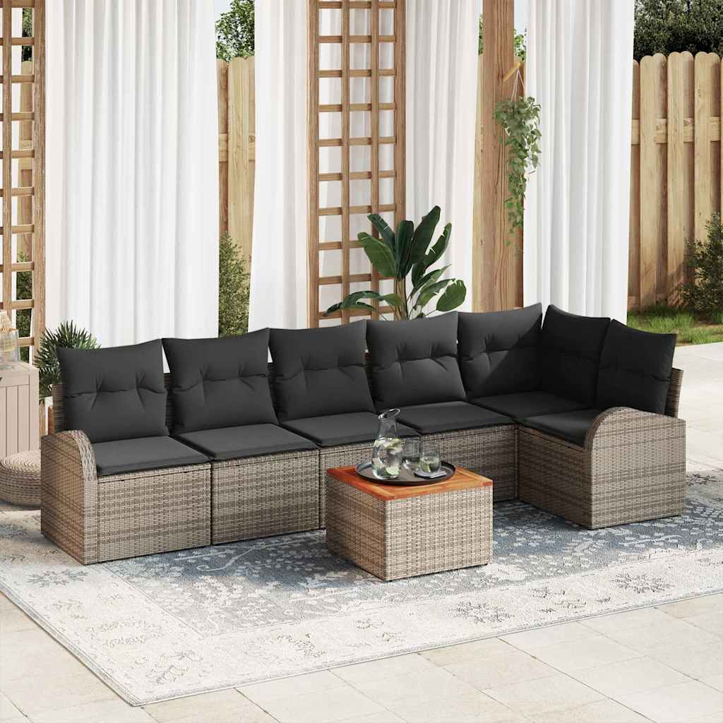 Set Divano da Giardino con cuscino 7 pcs Grigio polyrattan | homemem39