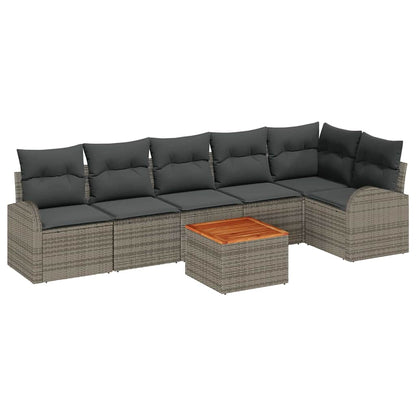 Set Divano da Giardino con cuscino 7 pcs Grigio polyrattan | homemem39