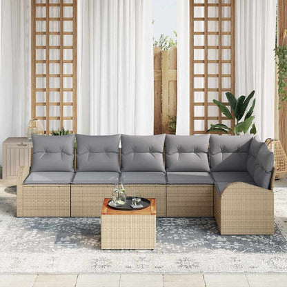 Set Divano da Giardino con cuscino 7 pcs Beige polyrattan | homemem39
