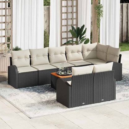 Set Divano da Giardino con cuscino 9 pcs Nero polyrattan | homemem39