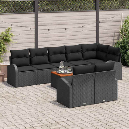 Set Divano da Giardino con cuscino 9 pcs Nero polyrattan | homemem39