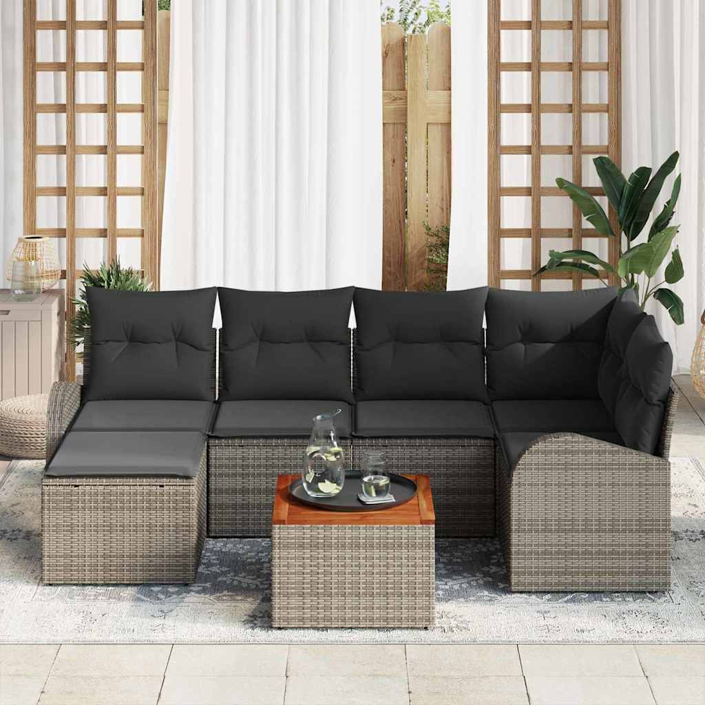 Set Divano da Giardino con cuscino 7 pcs Grigio polyrattan - homemem39