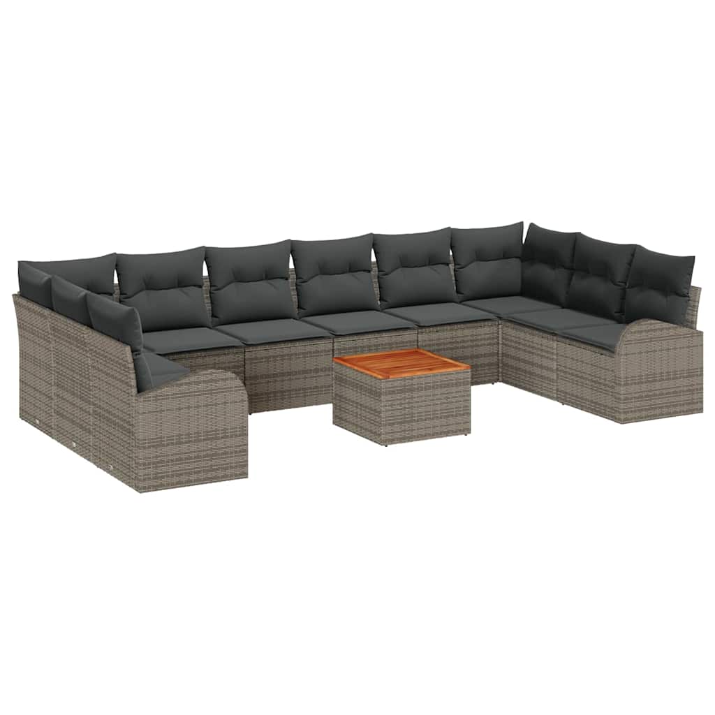 Set Divano da Giardino con cuscino 11 pcs Grigio polyrattan | homemem39