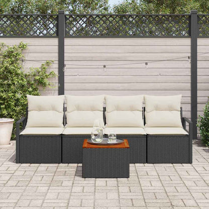 Set Divano da Giardino con cuscino 5 pcs Nero polyrattan | homemem39