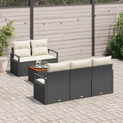 Set Divano da Giardino con cuscino 6 pcs Nero polyrattan | homemem39