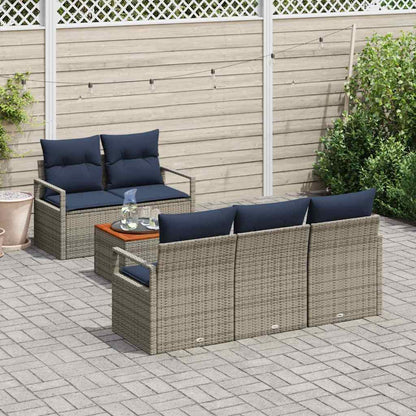 Set Divano da Giardino con cuscino 6 pcs Grigio polyrattan | homemem39