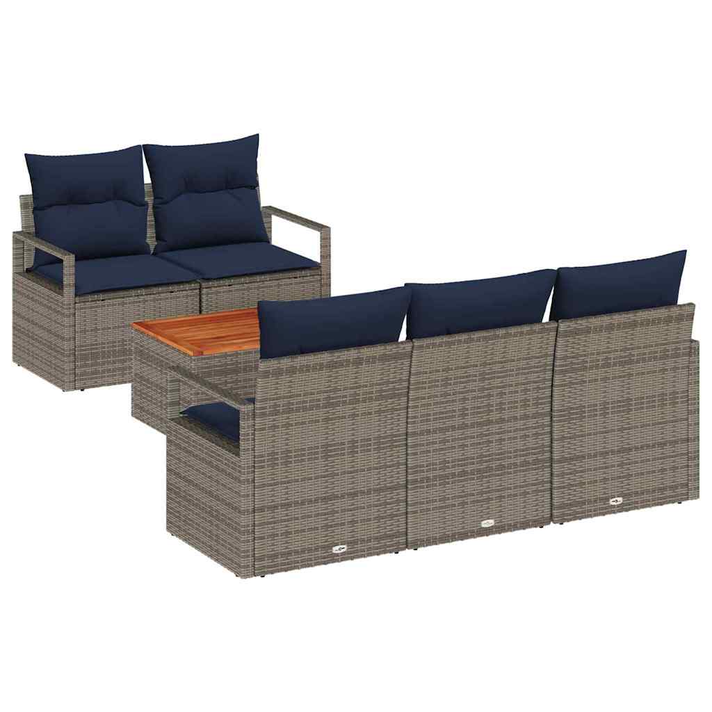 Set Divano da Giardino con cuscino 6 pcs Grigio polyrattan | homemem39