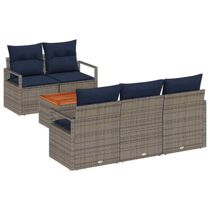 Set Divano da Giardino con cuscino 6 pcs Grigio polyrattan | homemem39