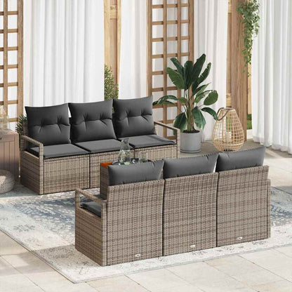 Set Divano da Giardino con cuscino 7 pcs Grigio polyrattan | homemem39
