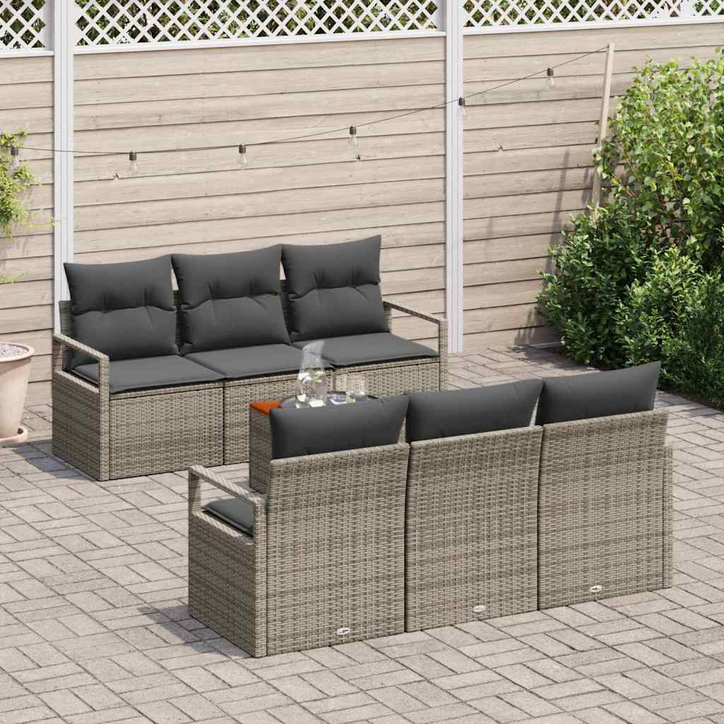 Set Divano da Giardino con cuscino 7 pcs Grigio polyrattan | homemem39