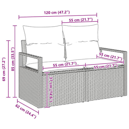 Set Divano da Giardino con cuscino 7 pcs Grigio polyrattan | homemem39