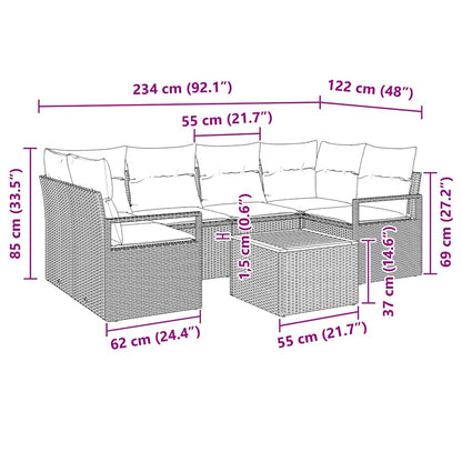 Set Divano da Giardino con cuscino 7 pcs Beige polyrattan | homemem39