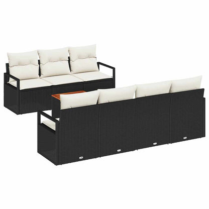 Set Divano da Giardino con cuscino 8 pcs Nero polyrattan | homemem39