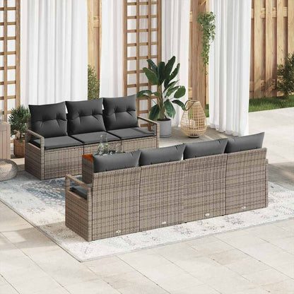 Set Divano da Giardino con cuscino 8 pcs Grigio polyrattan | homemem39