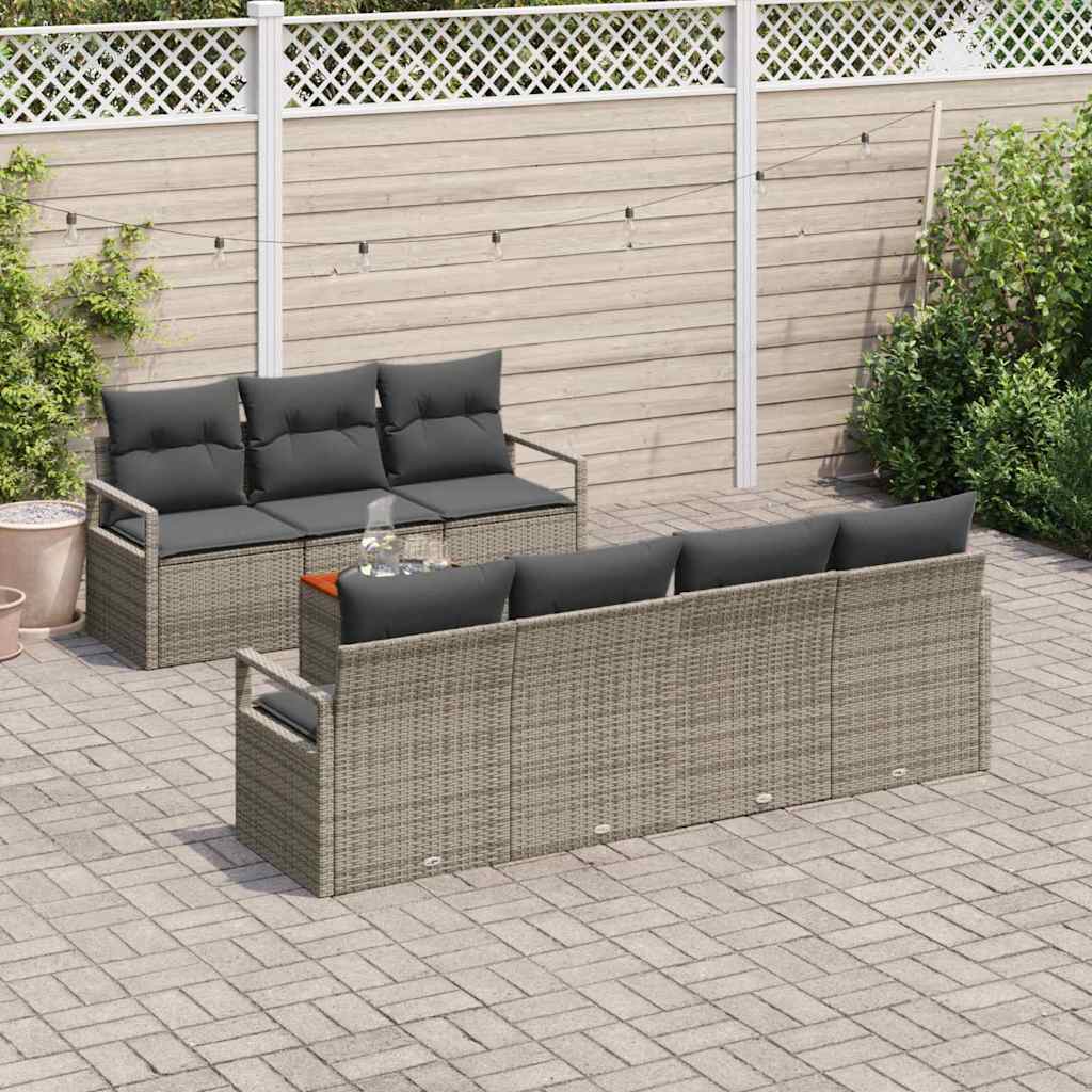 Set Divano da Giardino con cuscino 8 pcs Grigio polyrattan | homemem39