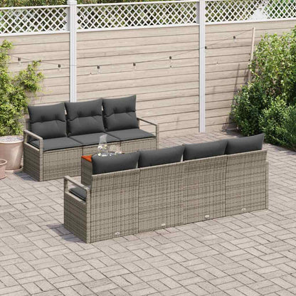 Set Divano da Giardino con cuscino 8 pcs Grigio polyrattan | homemem39