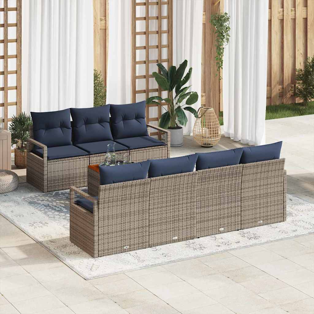 Set Divano da Giardino con cuscino 8 pcs Grigio polyrattan | homemem39