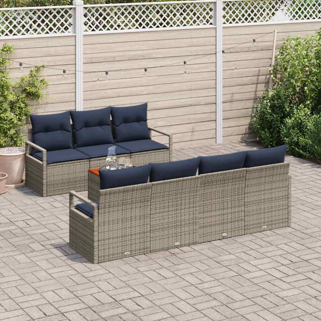 Set Divano da Giardino con cuscino 8 pcs Grigio polyrattan | homemem39