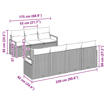 Set Divano da Giardino con cuscino 8 pcs Nero polyrattan | homemem39