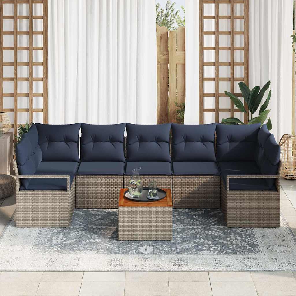 Set Divano da Giardino con cuscino 8 pcs Grigio polyrattan | homemem39