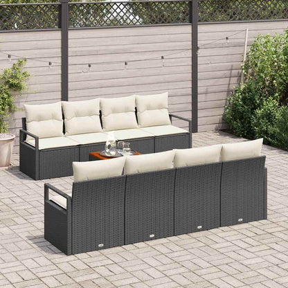 Set Divano da Giardino con cuscino 9 pcs Nero polyrattan | homemem39