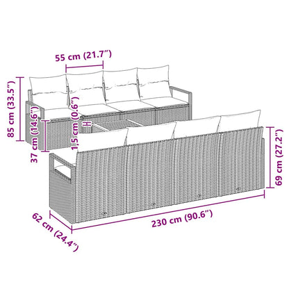 Set Divano da Giardino con cuscino 9 pcs Nero polyrattan | homemem39