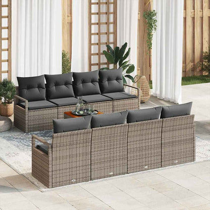 Set Divano da Giardino con cuscino 9 pcs Grigio polyrattan | homemem39