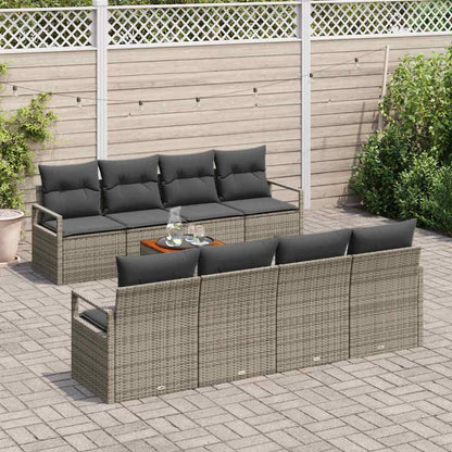 Set Divano da Giardino con cuscino 9 pcs Grigio polyrattan | homemem39