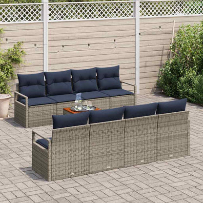 Set Divano da Giardino con cuscino 9 pcs Grigio polyrattan | homemem39