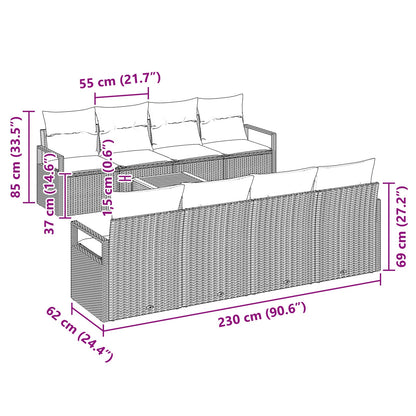 Set Divano da Giardino con cuscino 9 pcs Nero polyrattan | homemem39