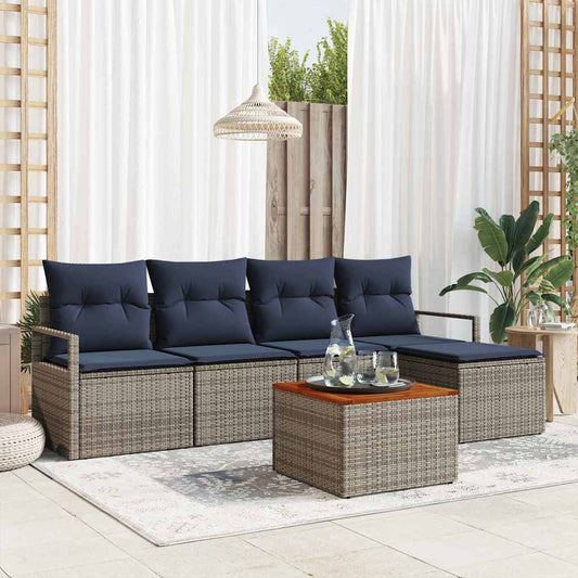 Set Divano da Giardino con cuscino 6 pcs Grigio polyrattan | homemem39