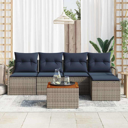 Set Divano da Giardino con cuscino 6 pcs Grigio polyrattan | homemem39