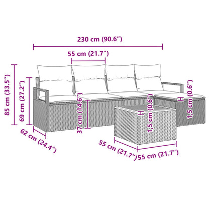 Set Divano da Giardino con cuscino 6 pcs Nero polyrattan | homemem39