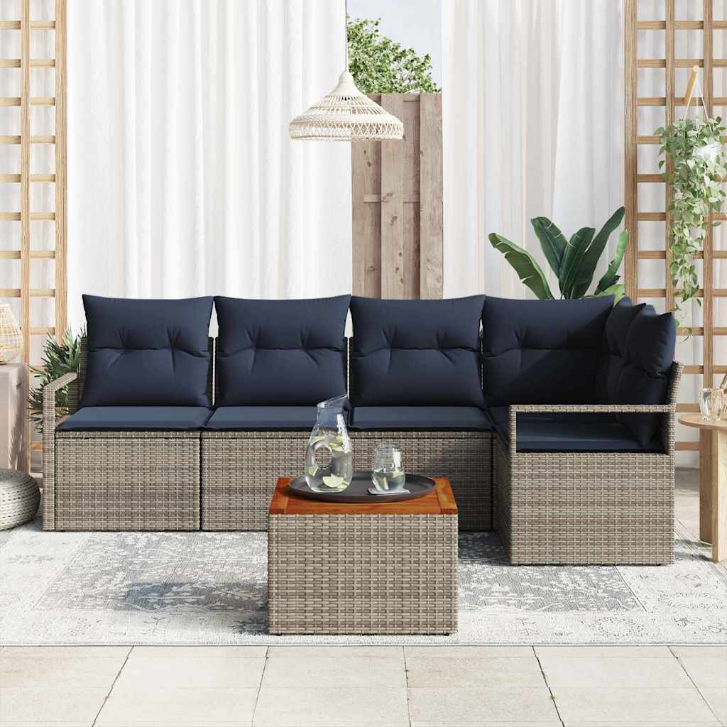 Set Divano da Giardino con cuscino 6 pcs Grigio polyrattan | homemem39