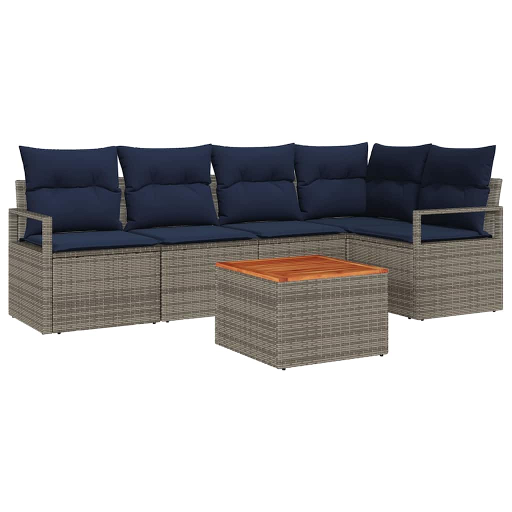 Set Divano da Giardino con cuscino 6 pcs Grigio polyrattan | homemem39
