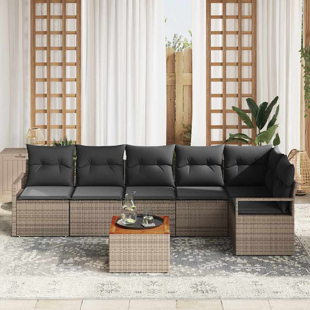 Set Divano da Giardino con cuscino 7 pcs Grigio polyrattan | homemem39