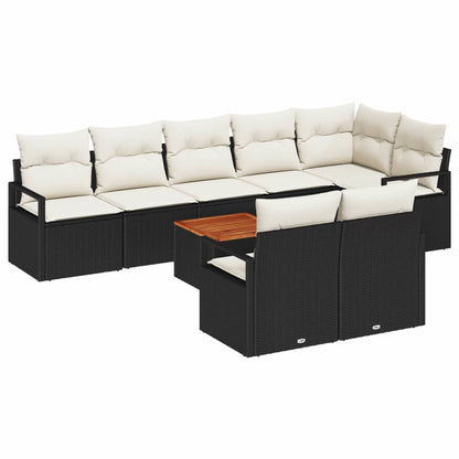 Set Divano da Giardino con cuscino 9 pcs Nero polyrattan | homemem39