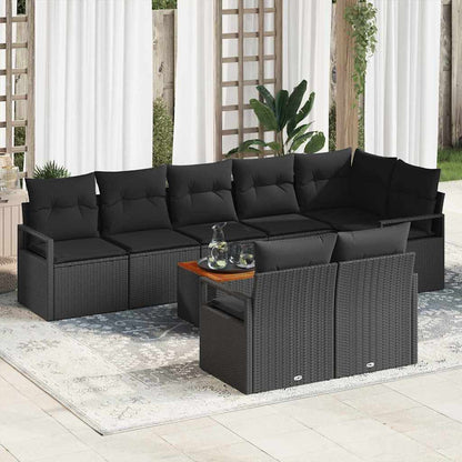 Set Divano da Giardino con cuscino 9 pcs Nero polyrattan | homemem39