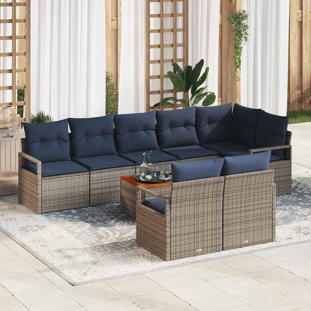 Set Divano da Giardino con cuscino 9 pcs Grigio polyrattan | homemem39