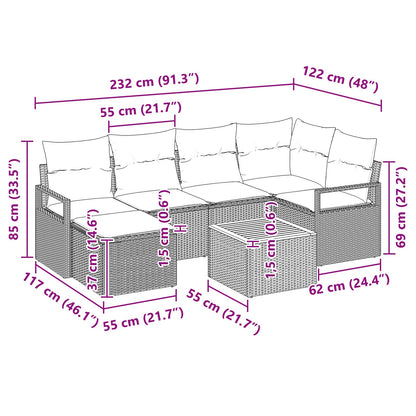 Set Divano da Giardino con cuscino 7 pcs Nero polyrattan | homemem39