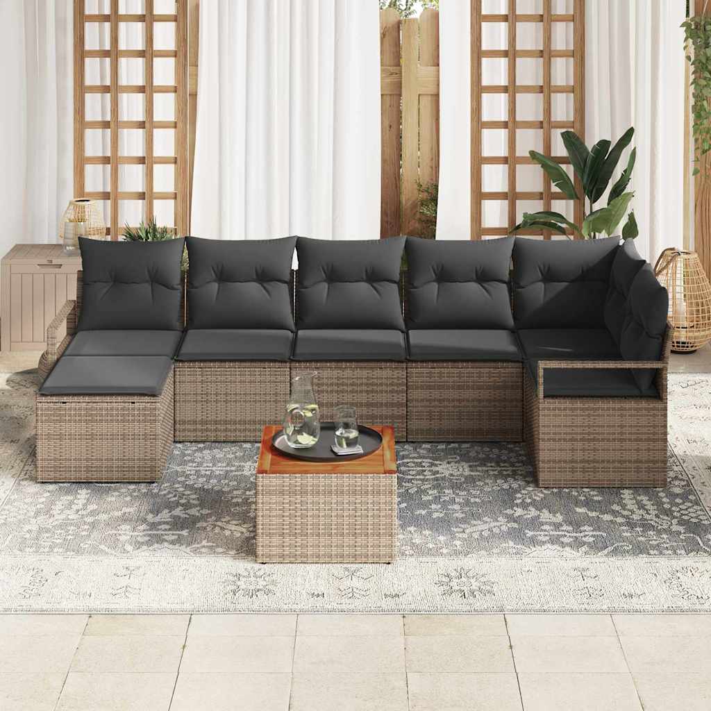 Set Divano da Giardino con cuscino 8 pcs Grigio polyrattan | homemem39