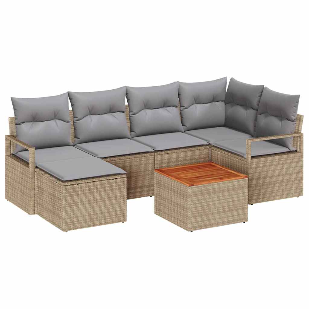 Set Divano da Giardino con cuscino 8 pcs Beige polyrattan | homemem39