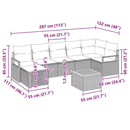 Set Divano da Giardino con cuscino 8 pcs Beige polyrattan | homemem39