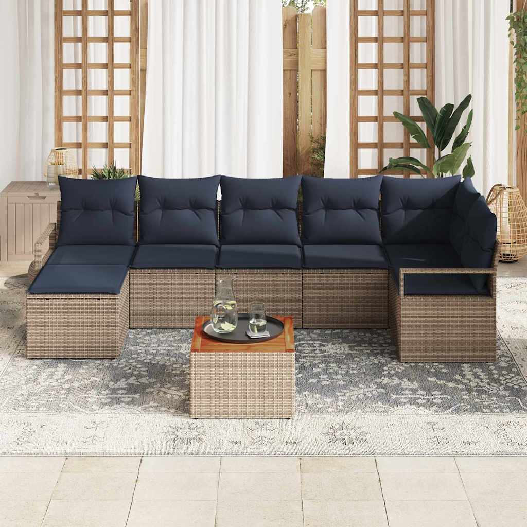 Set Divano da Giardino con cuscino 8 pcs Grigio polyrattan | homemem39